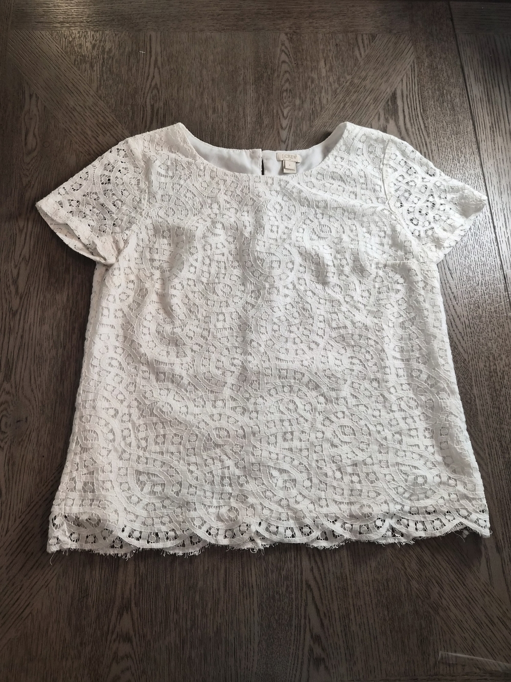 J. Crew White Lace Short-Sleeve Blouse